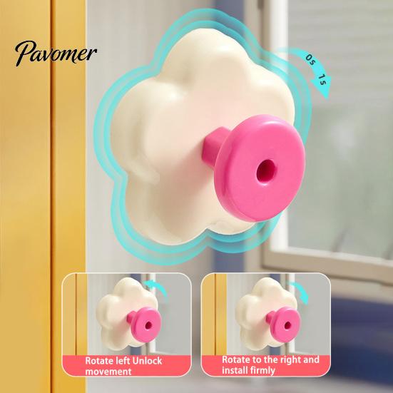 Safety Cabinet Hook Flower Shape Suction Cup Hook, No-Drill Plastic Style Handles, Rotatable Knob Adjustable Buckle for Kitchen Bathroom Lanyard