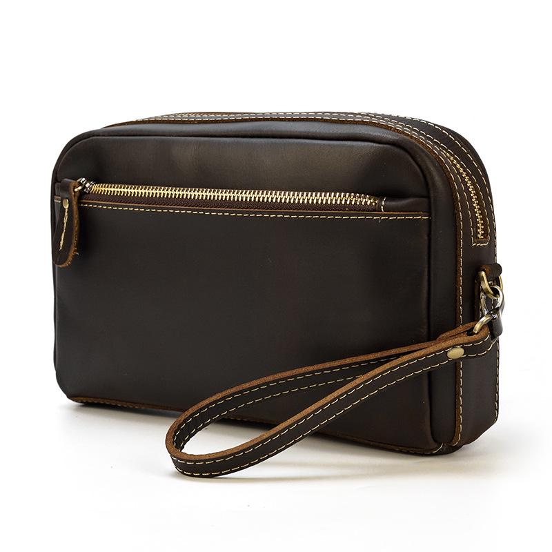 Leather Shoulder Bag, Men'S And Women'S Small Messenger Bag, Black Clutch Wallet, Multi-Functional Storage Bag