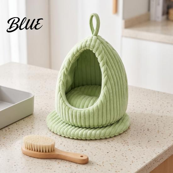 Birdcage Accessories Hanging Parrot Nest Bed, Winter Striped Plush Water Drop Shape Cozy Cave Bed with Removable Cushion, Bird Cage Hammock