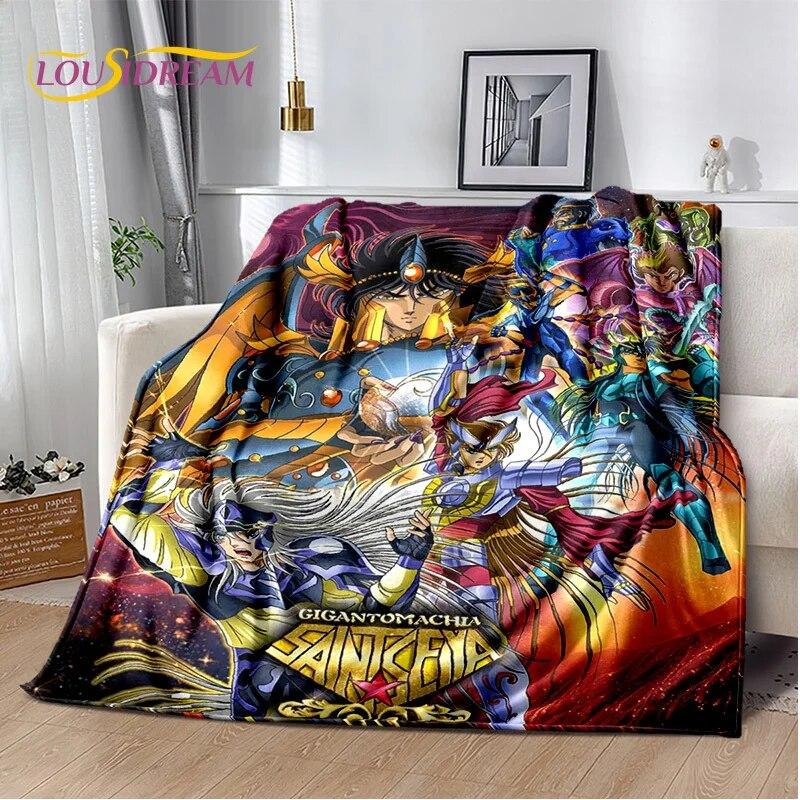 Cartoon Saint Seiya Retro Anime HD Blanket,Soft Throw Blanket for Home Bedroom Bed Sofa Picnic Travel Office Cover Blanket Kids