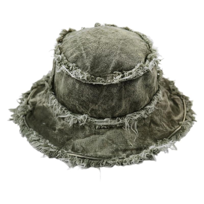 Vacation Outdoor Fisherman Hat for Woman Bucket Hat Distressed Frayed Edge Hat