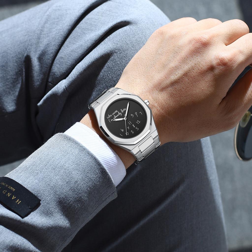 New Fashionable Luxury Men's Watch Creative Graffiti Dial Luminous Steel Strip Men's Quartz Watch Reloj Relojes Para Hombres