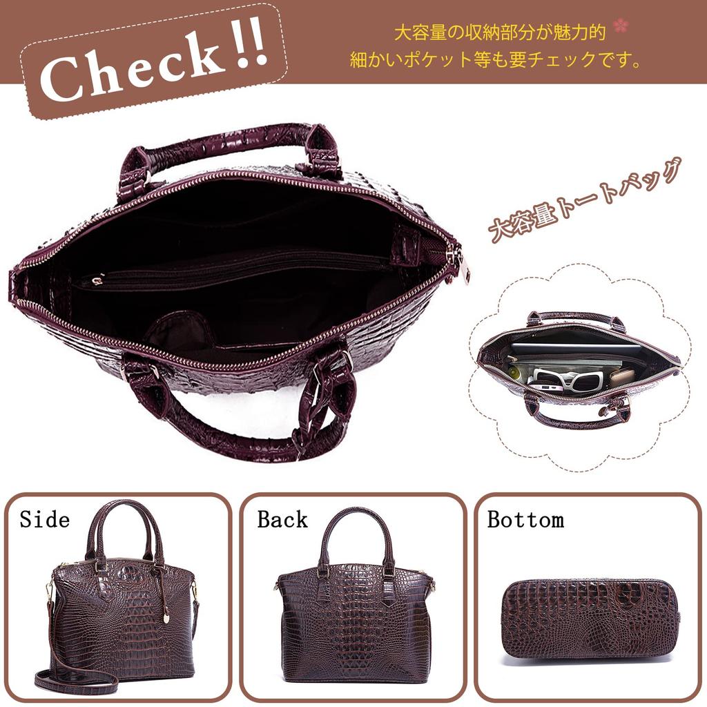 Crocodile Print Shoulder Fits A4 Crocodile Print PU Large Shoulder with Charm and Detachable Stands Suitable for and Khaki NICOLE&DORIS Women's Bag,