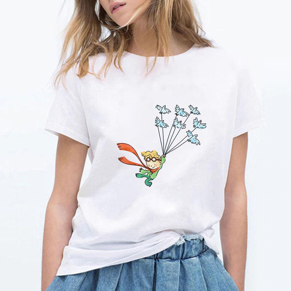 Little Prince White Print Women's Short Sleeve T-Shirt