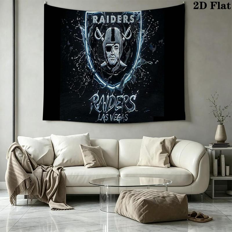 Las Vegas Raiders Logo Wall Tapestry Aesthetic Wall Hanging Printed Fabric Blanket Decorative Tapestries for Bedroom Living Room Home Decor