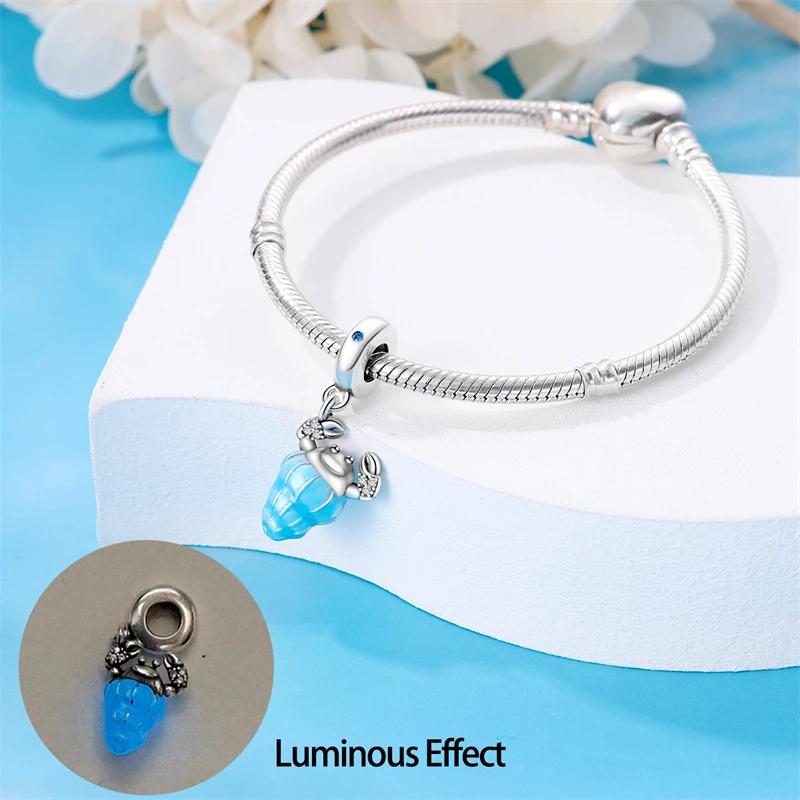 Stilvolle Anhänger Original Design Echte Kupferbeschichtet Sicher Nachtlicht Krabbe Anhänger Perlen Passend Armband DIY Feines Geschenk Frauen Zarter Schmuck