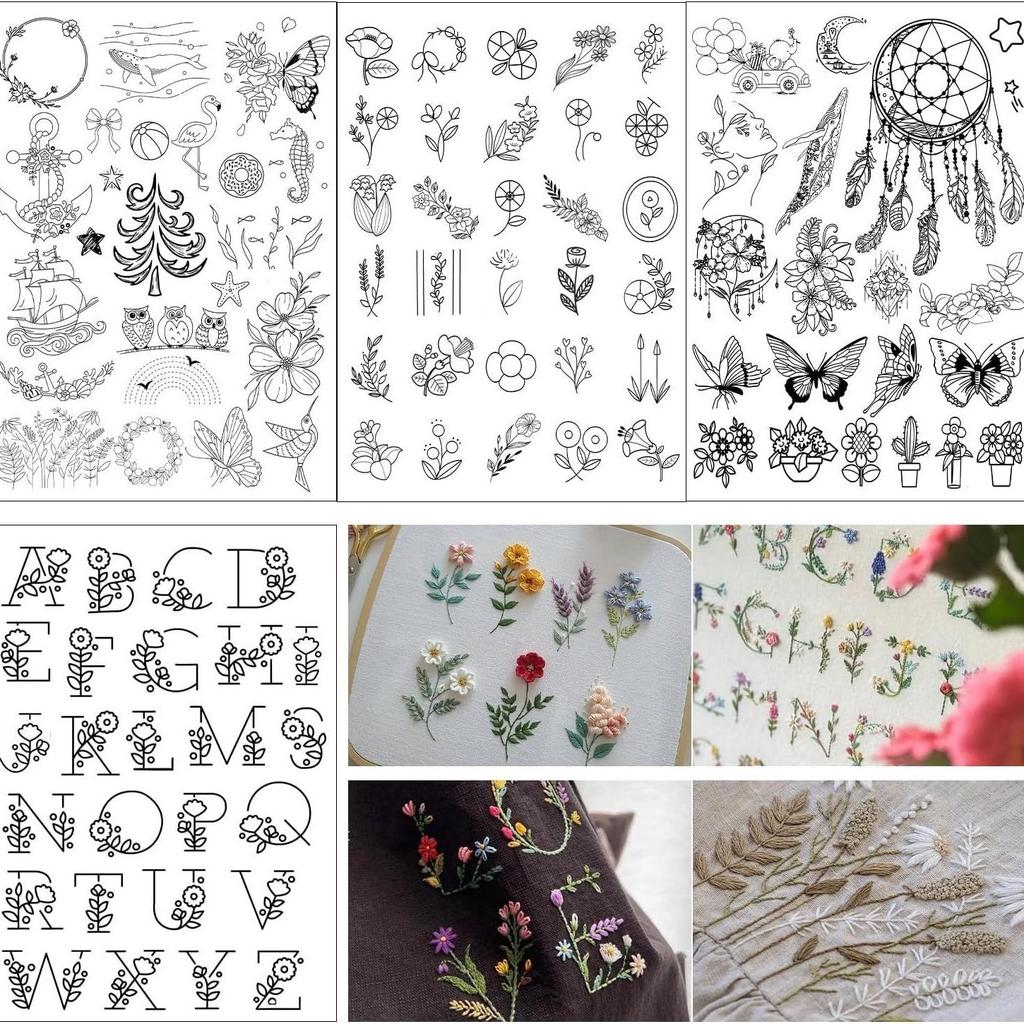 Water Soluble Sticky Embroidery Transfer Stickers Hand-Stitch Embroidery Auxiliary DIY Creative Marking Repair Clothes