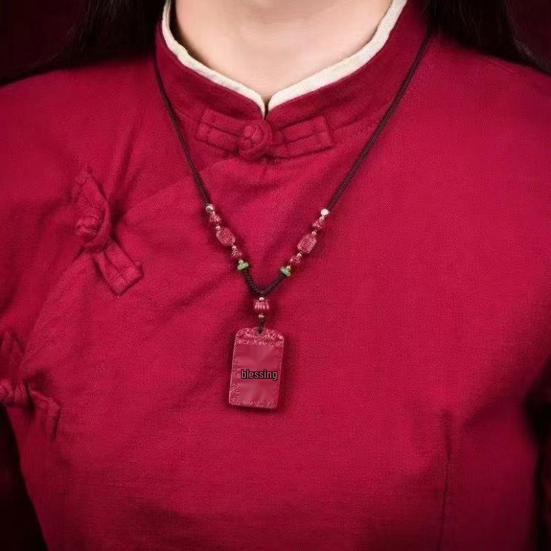 Cinnabar Blessing Pendant for Protection - Heavenly Official Amulet Necklace