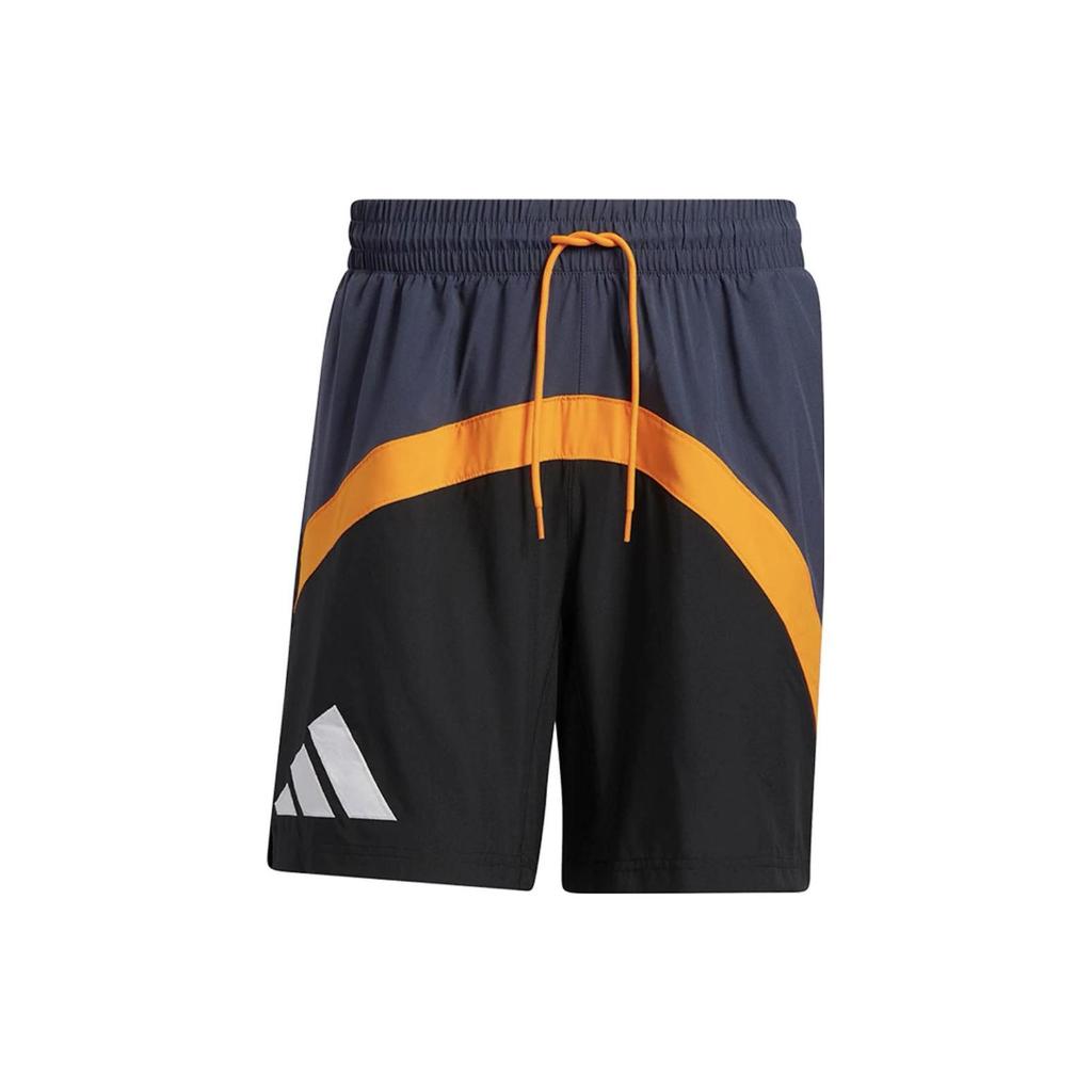 Adidas Logo Print Straight Shorts Men Bottoms Dark-Grey Navy-Blue HE2899