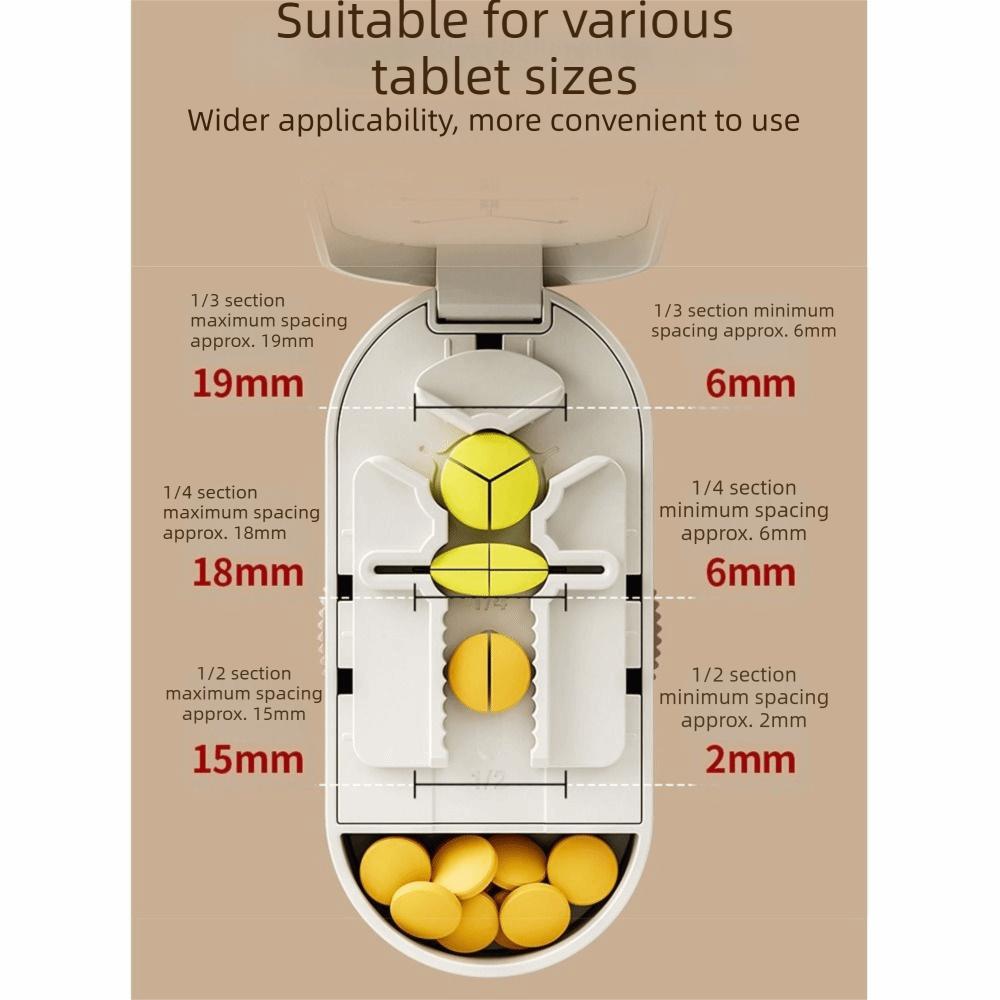 Dustproof Portable Pill Cutter Sliding Adjust Cut Tablet Dispenser Tablet Splitter Travel Use