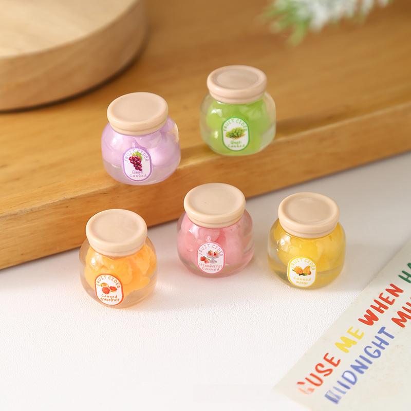 2pcs Dollhouse Simulation Fruit Candy Canned Jam Model Miniature Kitchen Decoration Dolls House Accessories Toy