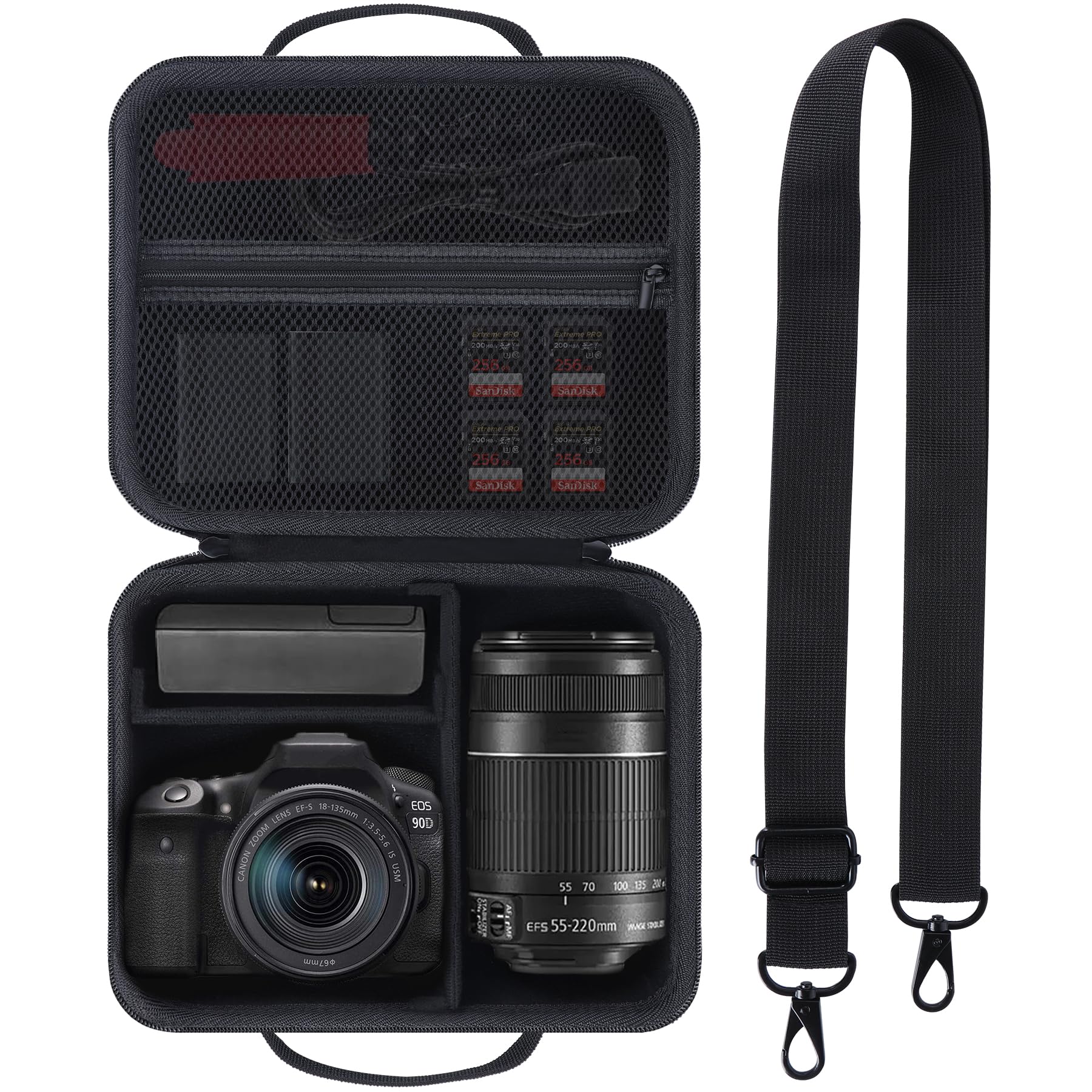 

Lebakort Storage Case Compatible with Canon EOS 90D / 5D Mark IV / R6 Mark II / R5 / R50 / R7 / R8 / R100 / 2000D / Kiss X90 / Kiss X9i Cameras
