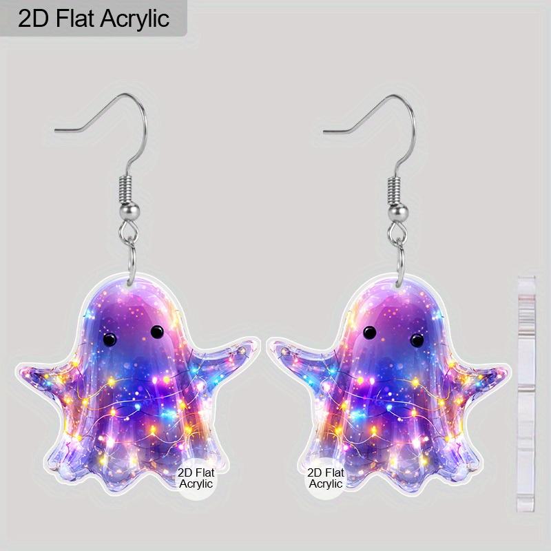 

Плоские 2D серьги на Хэллоуин для женщин, серьги-привидения, красочные акриловые серьги, украшения на Хэллоуин