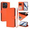 Wallet Case for Moto G67 5G - Leather/PU, Orange, With Lanyard
