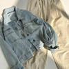 2025 Korean Style Loose Blue Denim Jacket - Women's Versatile Long Sleeve Top