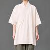 Men Tang Dynasty Hanfu Shirt Loose Mid Sleeve Open Front Cardigan Vintage Chinese Traditional Casual Streetwear Summer Tops