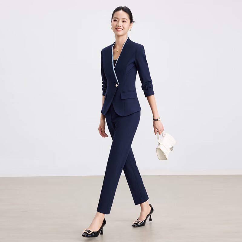 Women's Navy Blue Professional Business Suit Set