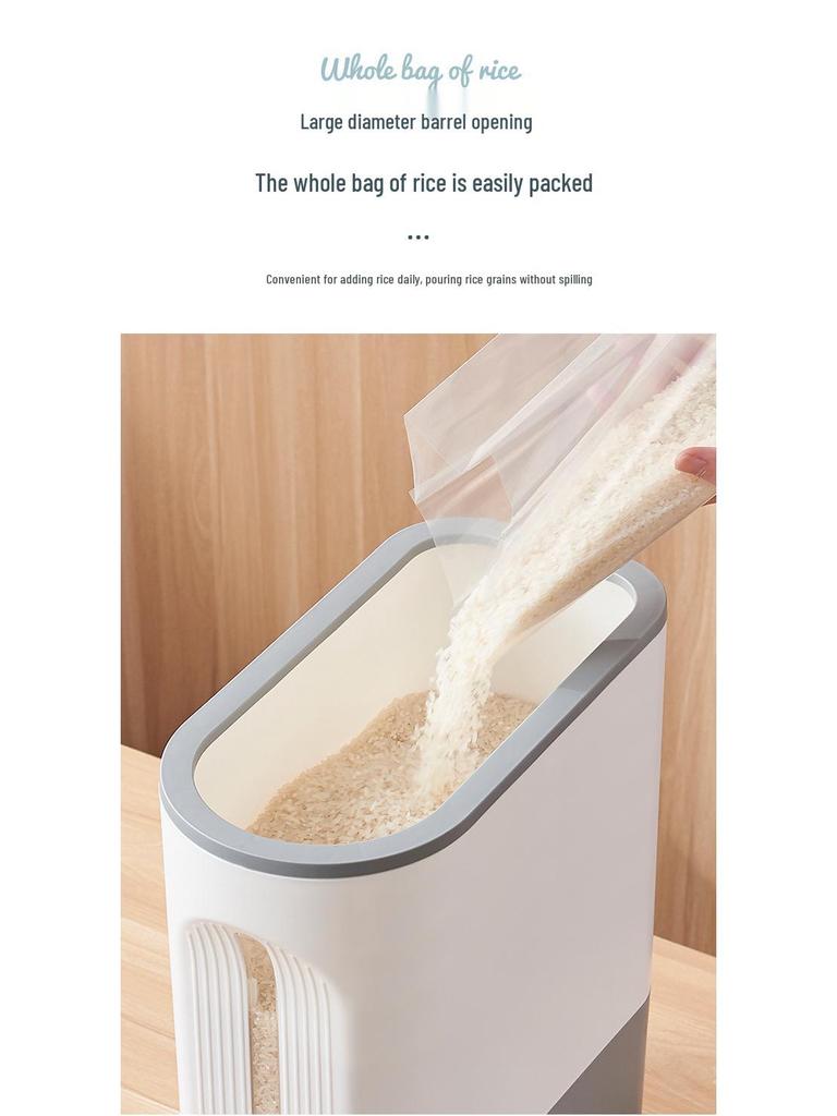 Press-Type Rice Storage Container: Sealed, Insect-Proof, Moisture-Proof Rice Bucket for Kitchen - Ideal for Whole Grains.
