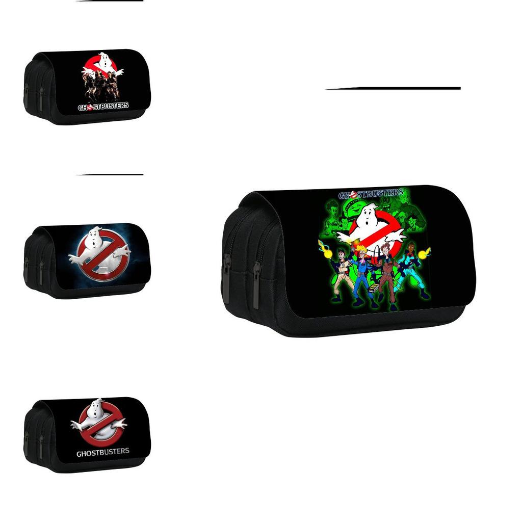 Ghostbusters Pattern Double Layer Flip Cover Stationery Storage Bag For Students