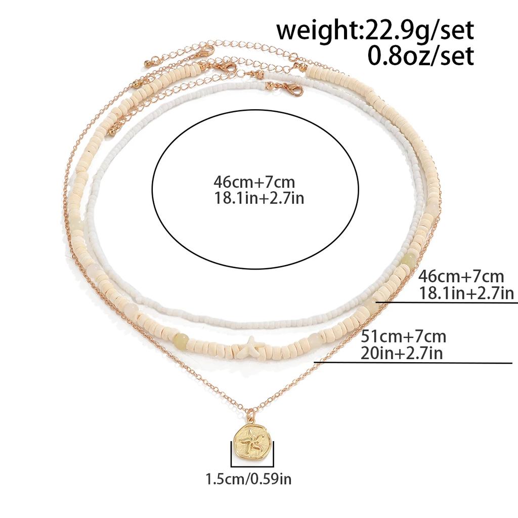 New 1Pcs/Set Vintage Coconut Husk Rice Beads Choker Necklace for Men Punk Gold Color Rounds Metal Pendant Chain Jewelry New