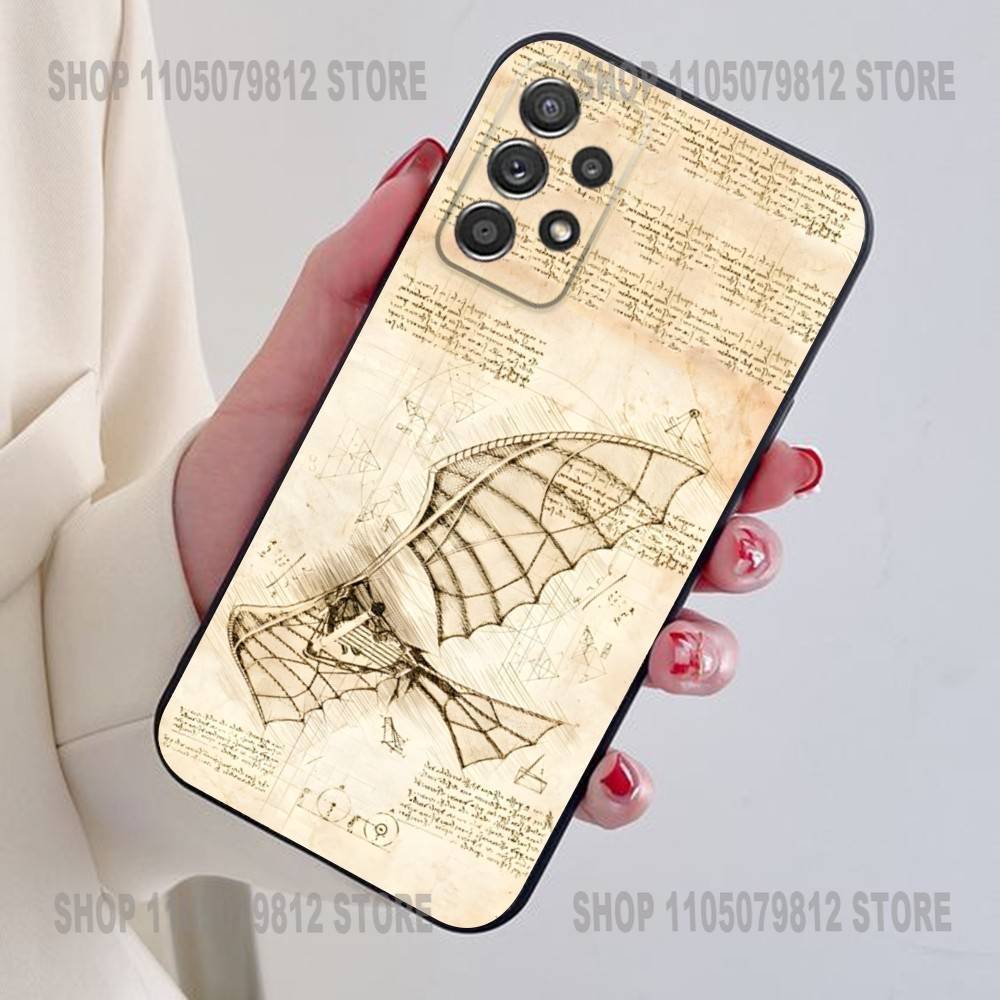 L-Leonardo da Art Vinci Phone Case For Samsung S24,21,22,23,30,Ultra,20,Plus,Note,10,9,Black soft silicone case