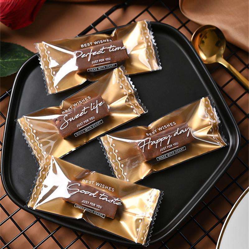 100 st Engångssockerpåsar för Kaffe Bakning DIY Manuell Kola Godis Choklad Maskin Förseglad Förpackning