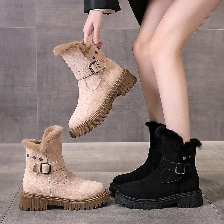 Soft leather version · Short boots Non-slip large cotton shoes High-top women's winter velvet women's shoes Thickened warm snow boots