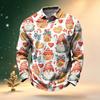 Men's Golf Shirt Long Sleeve Casual Christmas Print Quick-Dry Mesh Top