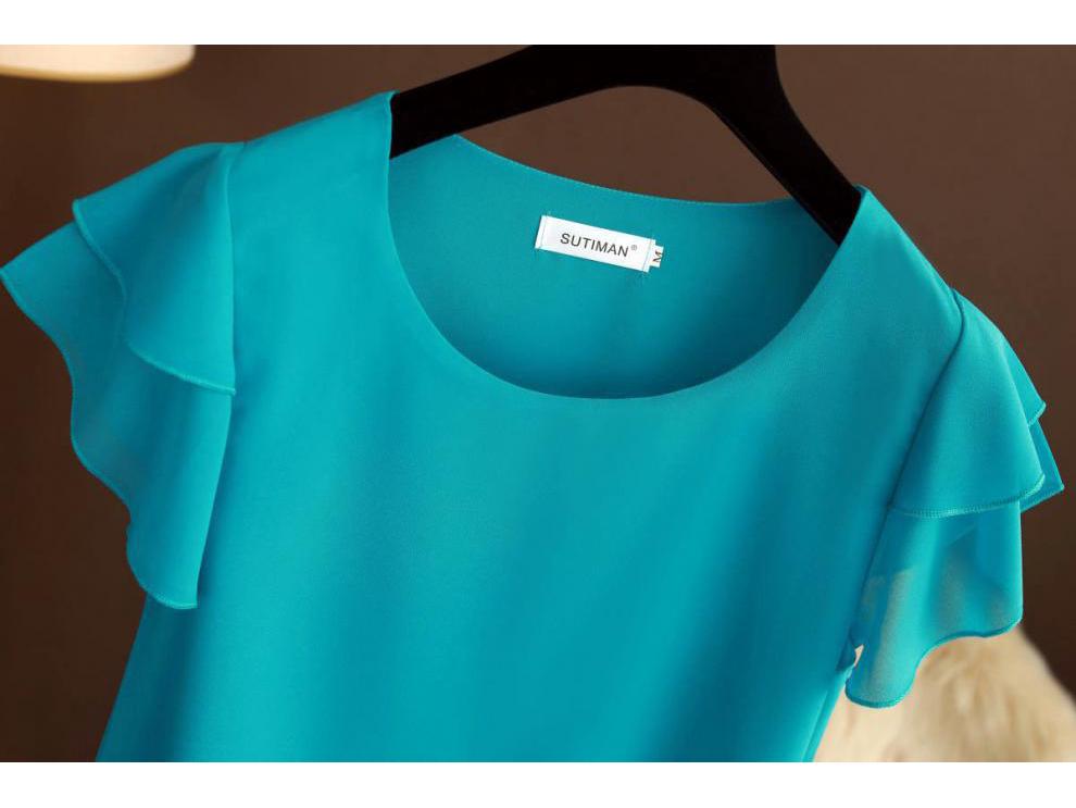 Women's Plus Size Chiffon Top: Loose, Fashionable, Short-Sleeved Summer Blouse