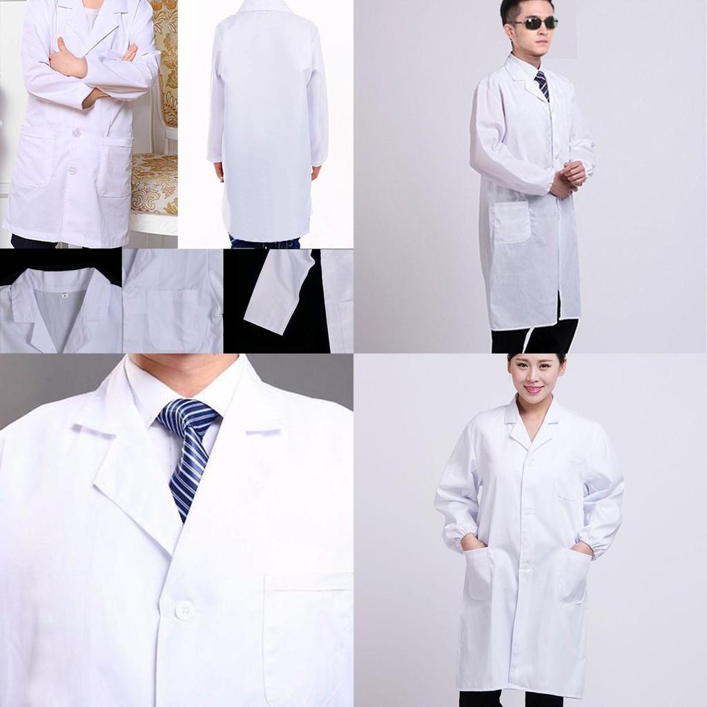 Unisex Doctor Nurse Workwear Long Sleeve Short Sleeve Lab Coat White Winter Summer