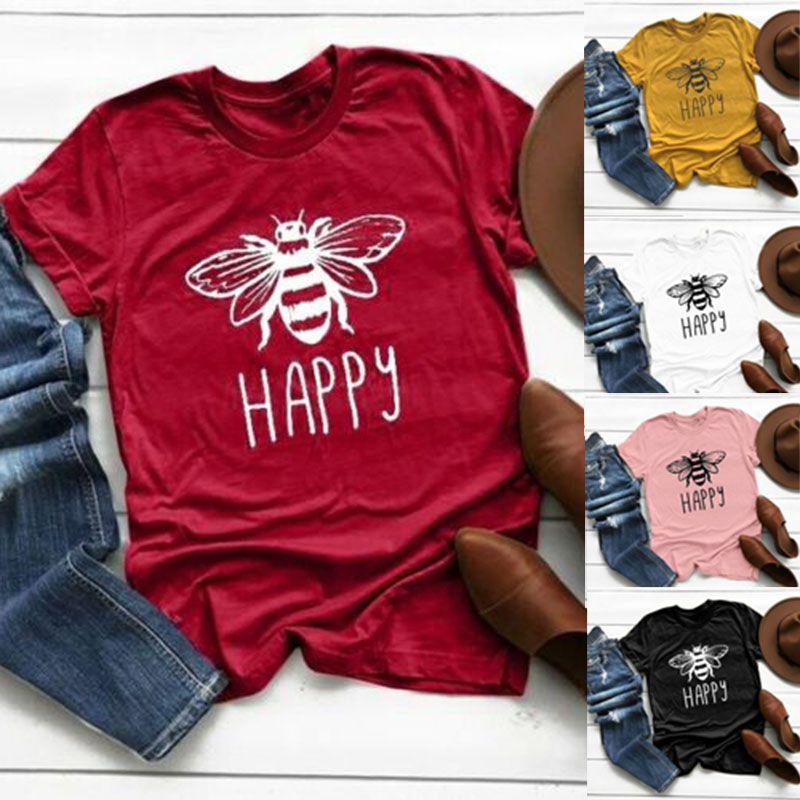 Women Graphic Bee Print T Shirts Cute Soft Loose Fit Summer Casual Tee Sizes S 5xl