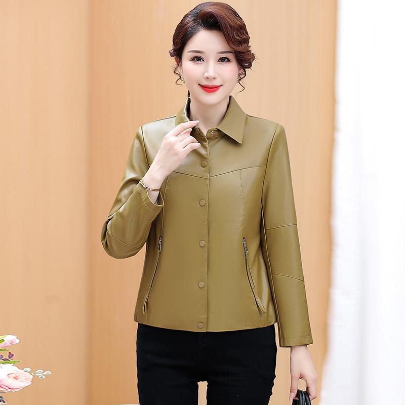Temperament jacket women's leather jacket mid-autumn and winter short jacket top
