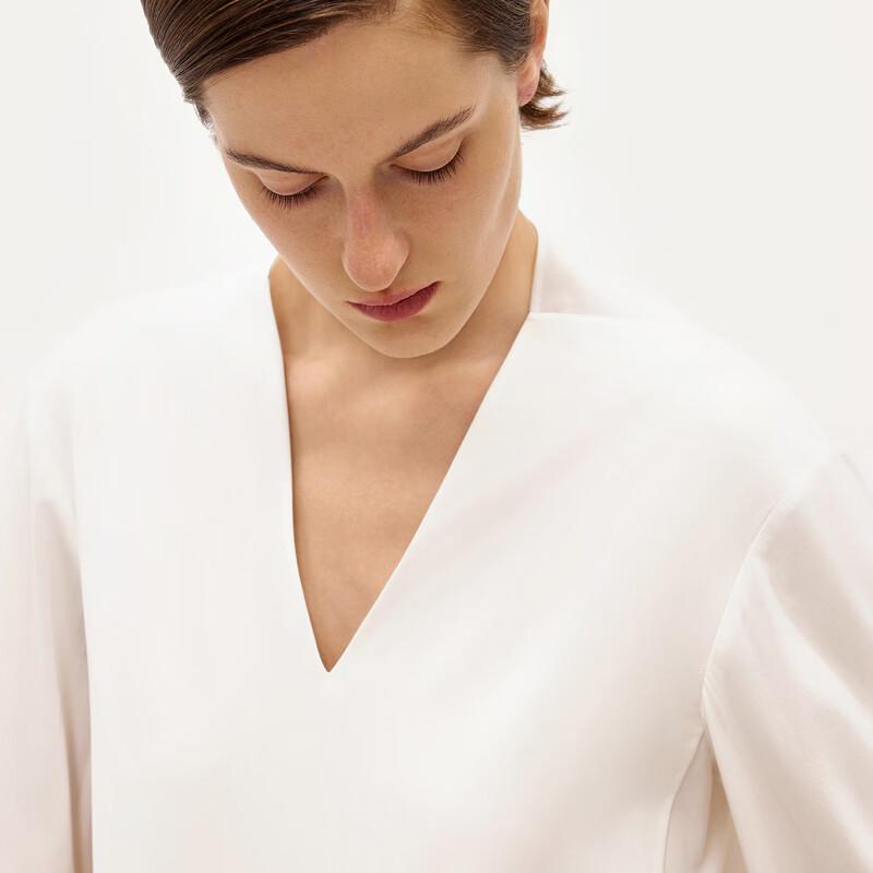 LESS 2024 Spring Silk Blend Pullover V-Neck Shirt
