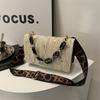 Fashion Straw Woven Bag for Women Lace Flower Crossbody Bag Versatile Small Square Chain Shoulder Handbag