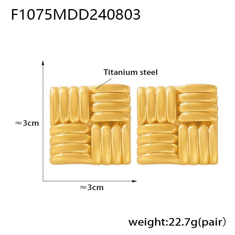 

Серьги-подвески в виде квадратного шара с фактурой ретро-вязаного бренда, покрытые 18-каратным золотом, титановой сталью, модные персонализированные серьги с бахромой