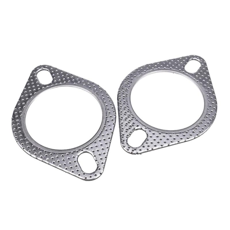 2Pcs Car Engine Exhaust Gasket Universals Exhaust Pipe Gasket With Two Holes Quick Installation Exhaust Spacer