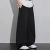 Summer New European Scimitar Splicing Loose Green Straight Wide-leg Casual Pants Men's Very Light Pants