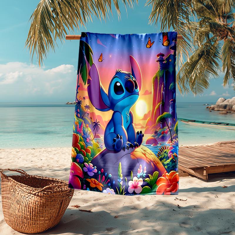 Ultra-Soft Beach Towel with Stitch Theme,Ideal for Pool - Camping, Diving - Perfect Travel Essential, Vibrant Beach Towel.
