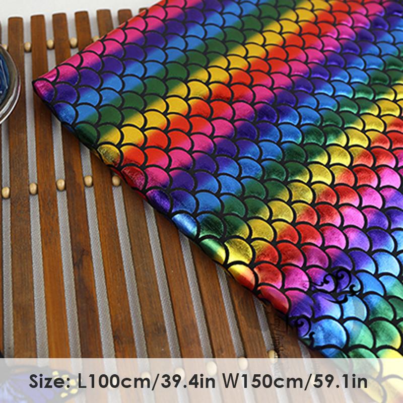 1/2/3M Laser Fish Scale Bronzing Fabric Spandex 4 Ways Stretch Fabric For Diy Sewing Dancer Swimwear Stage Performance Clothes