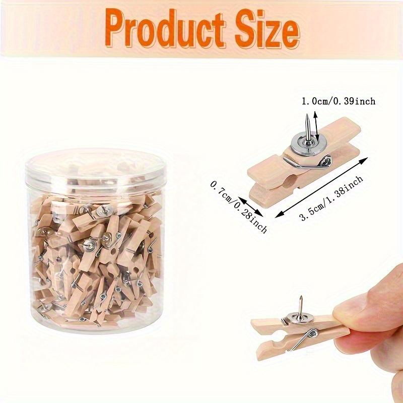 50pcs Pushpin Wooden Shelf Suit, Transparent Box Package, Easy To Store and Carry, Multi-Purpose Pushpin Suitable for Corkboard and Bulletin Board