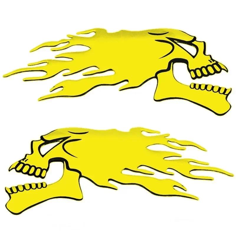 Fashion 2Pcs 3D Silver Chrome Ghost Motorcycle Car Sticker Styling Decoration Decals Stickers