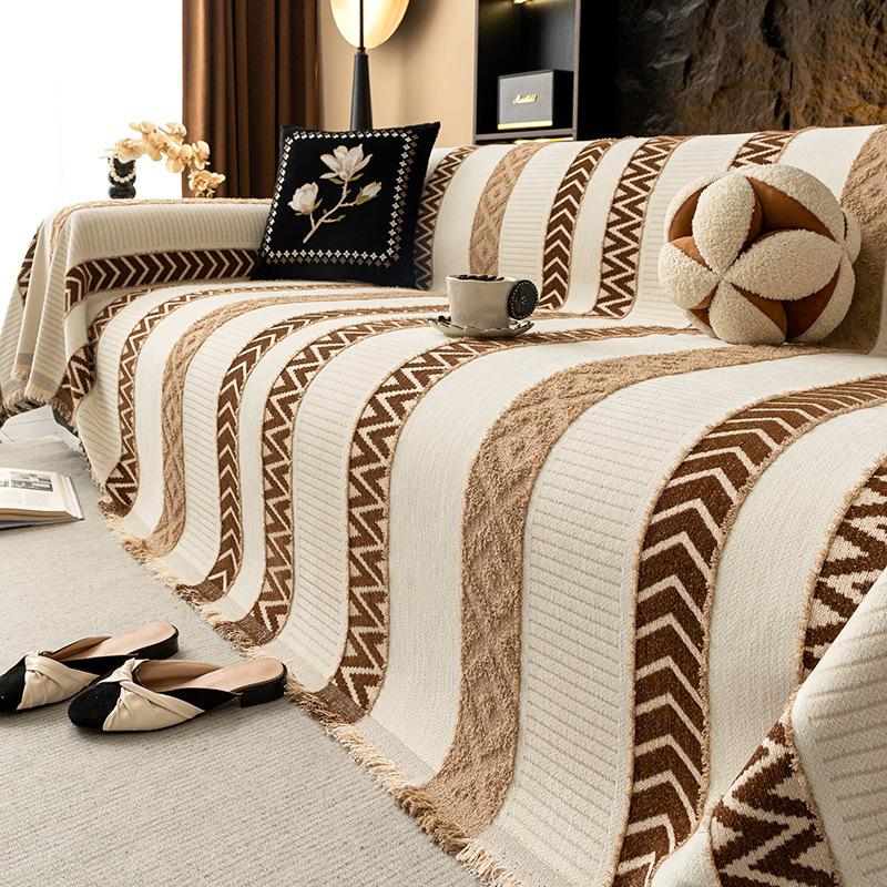 New plush sofa cushion, universal sofa cover for all seasons, high-end all-inclusive anti-cat scratch straight sofa cover towel