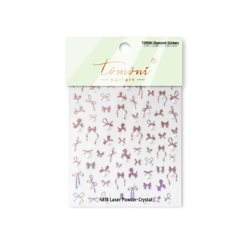 Tomoni 3D Crystal Diamond Nail Stickers for Children - Red Bowknot & Heian Design