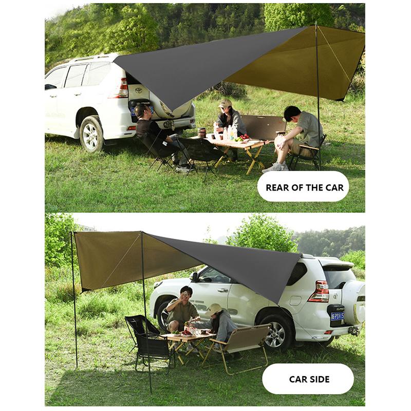 General Bat Wing SUV Side Awning 2.8x3.8m Triple Black-Coated 99% Waterproof Car Shelter for Camping with Mounting Kit