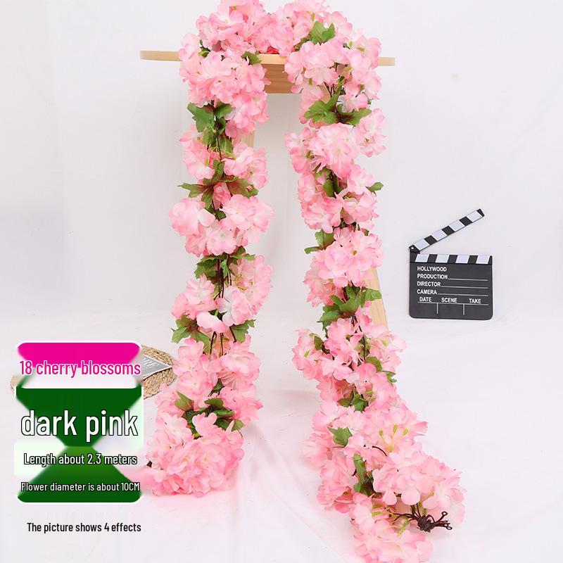 Artificial Rose Vine Ceiling Decor with Rattan for Living Room and AC Pipe Cover