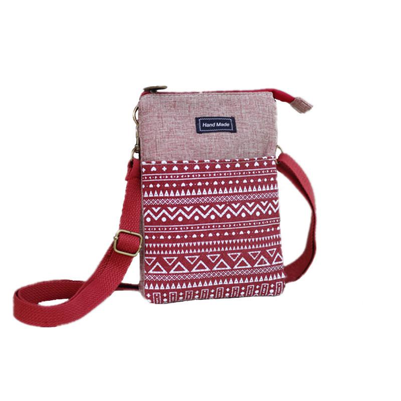 Ethnic White Pattern 5-Layer Crossbody Fabric Bag: Multi-Compartment Fashion Bag for Phone and Makeup, Perfect for Women and Students.