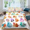 Kids Alphabet Duvet Cover Set Polyester Digital Pattern Bedding Twin Size Hand Painted Educational Quilt Cover