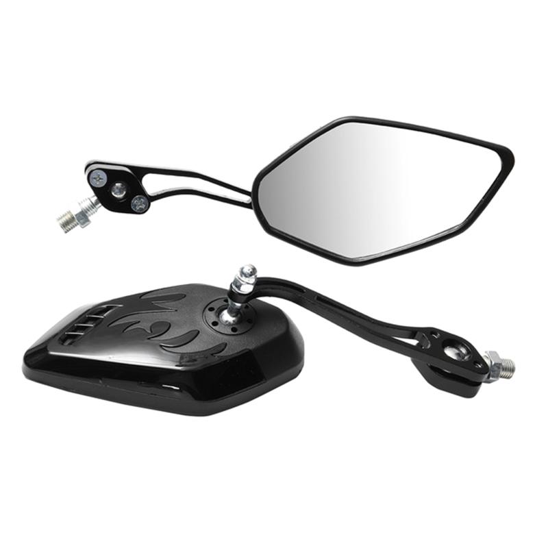 Pairs of Distinctive Flame 8mm 10mm Rearview Side Mirror for Motorcycle Scooter Moped Bike