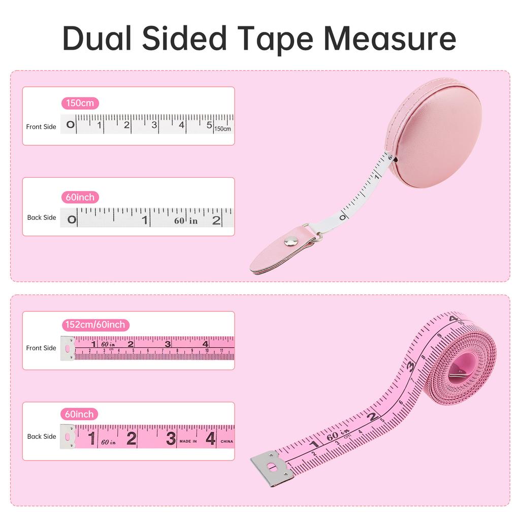 2pcs Retractable 1500mm 60inch Flexible Soft Tape Measure Body Measurement Sewing Tailoring Measuring Kit
