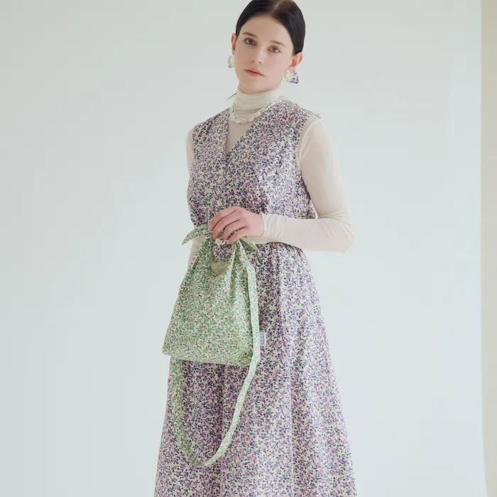 Floral Tie Eco Bag Mini-Cross_GREEN